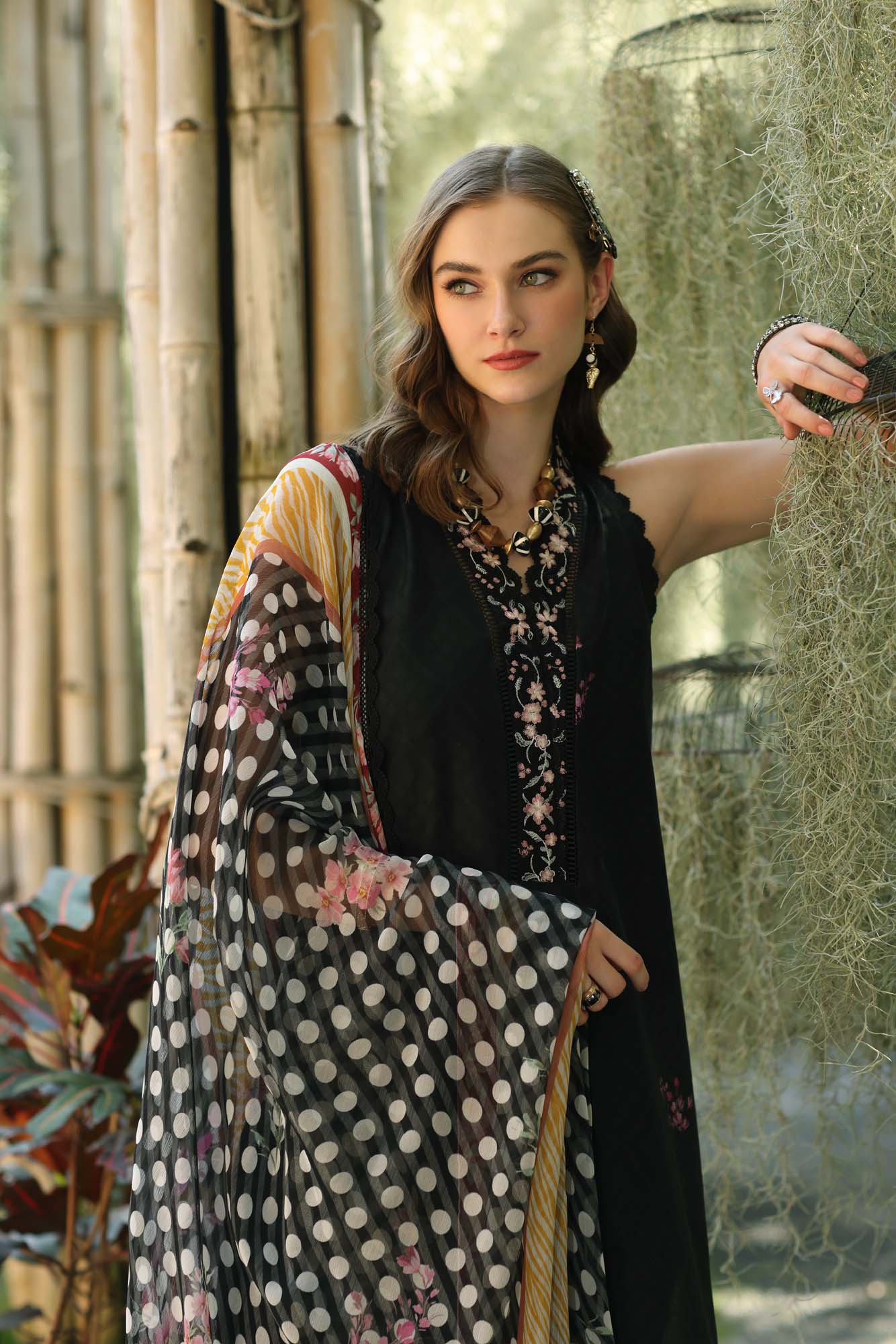 Noor by Saadia Asad | Eid Luxe Printedkari | D10-B M Black Lawn
