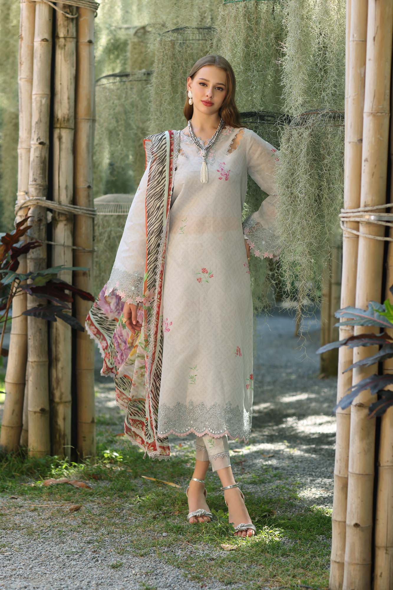 Noor by Saadia Asad | Eid Luxe Printedkari | D10-A S Gray Lawn