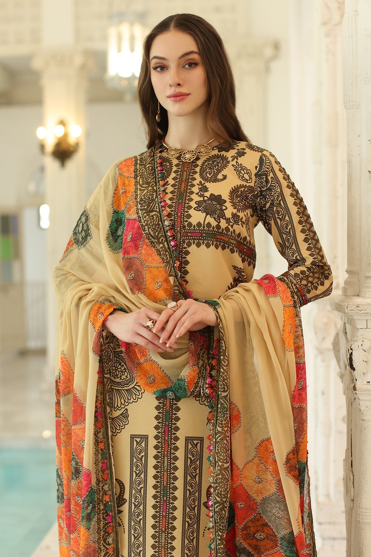 Charizma | Aniq Lawn Collection | AN5-04 L Pale Yellow Lawn