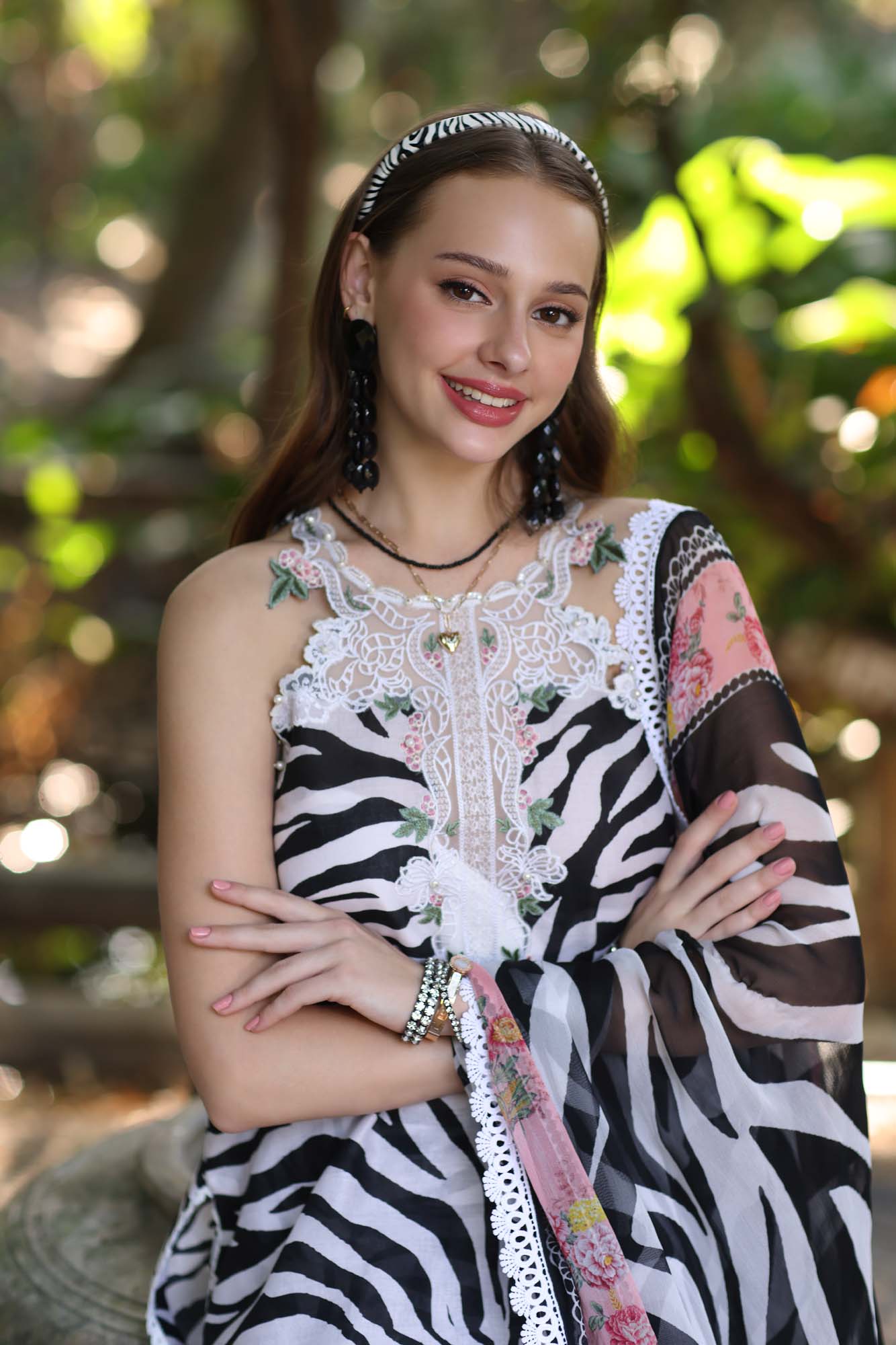 Noor by Saadia Asad | Eid Luxe Printedkari | D1-B M White Lawn