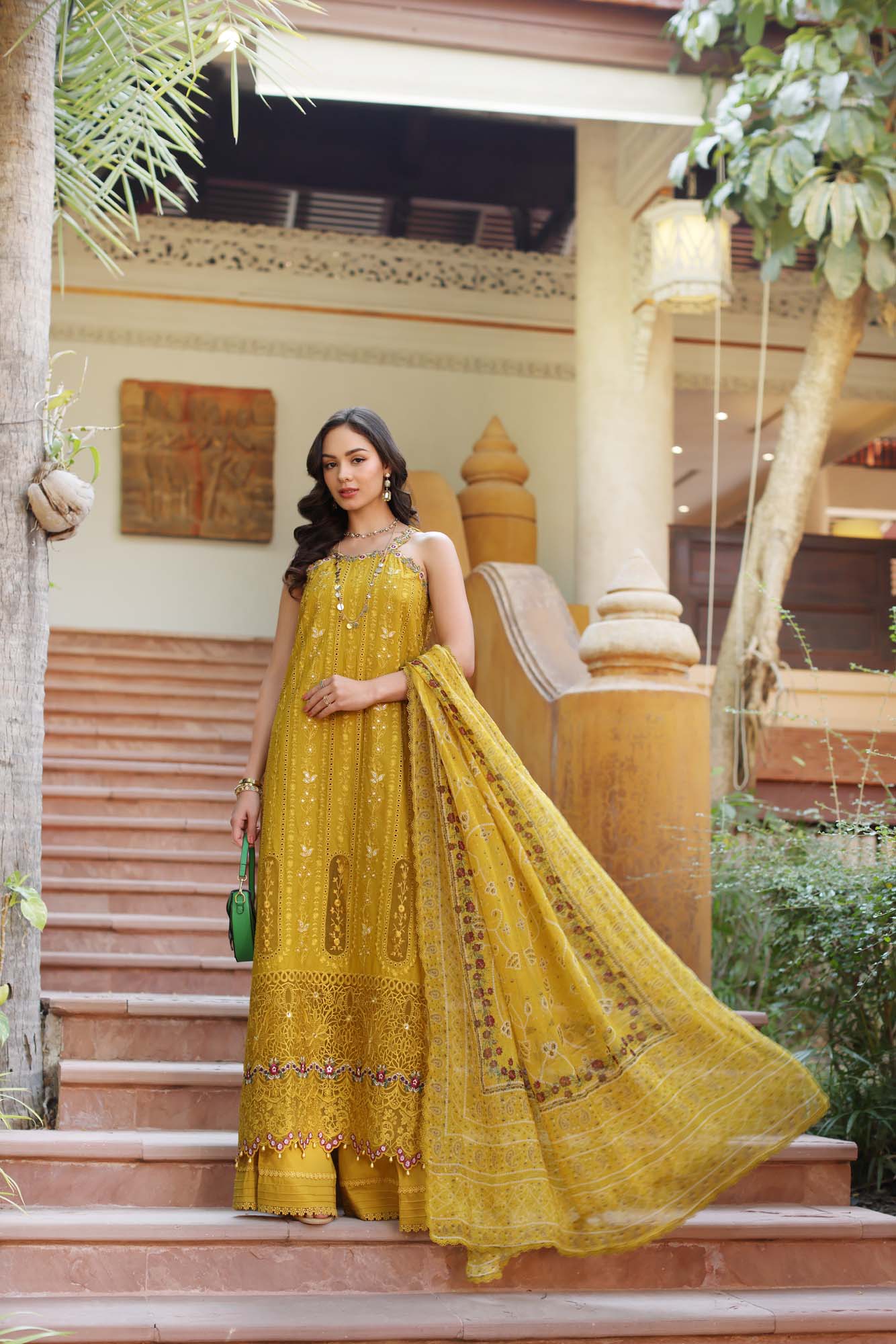 Noor by Saadia Asad | Eid Luxury Laserkari 25 | D5-A XS Mustard Lawn