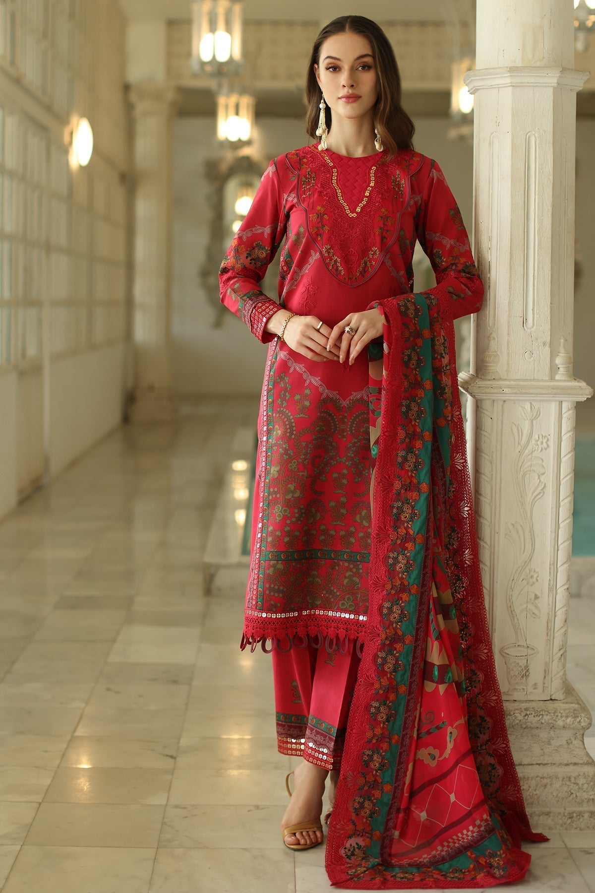Charizma | Aniq Lawn Collection | AN5-05 XL Red Lawn