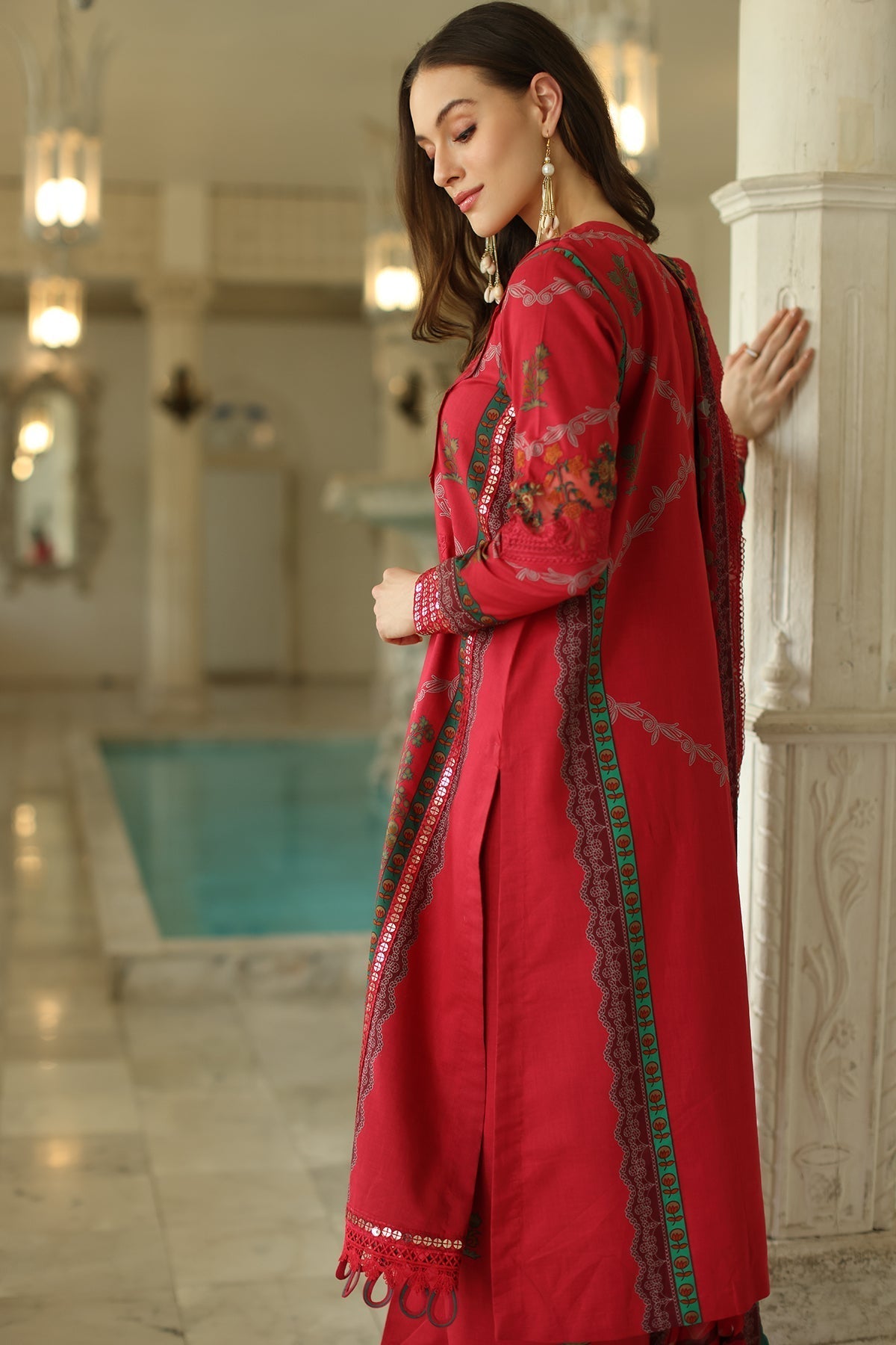 Charizma | Aniq Lawn Collection | AN5-05 S Red Lawn