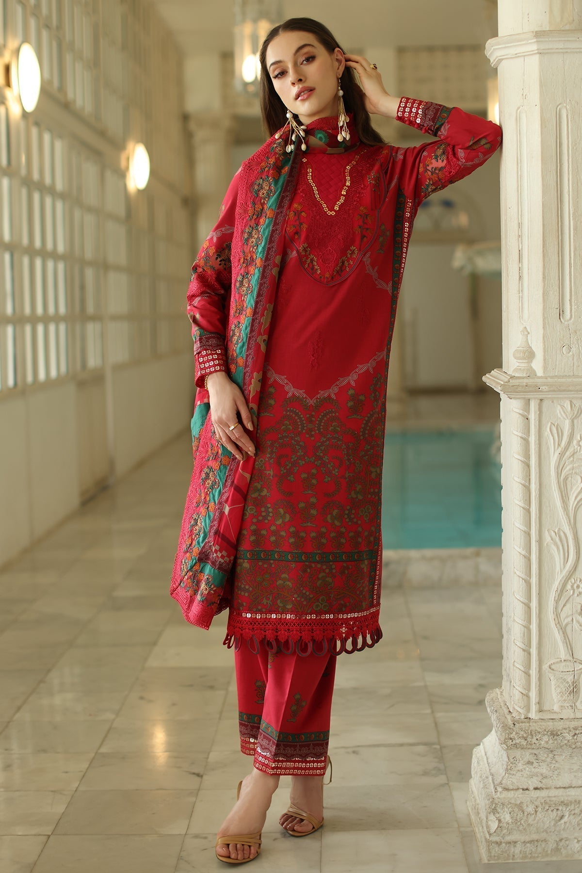 Charizma | Aniq Lawn Collection | AN5-05 XS Red Lawn