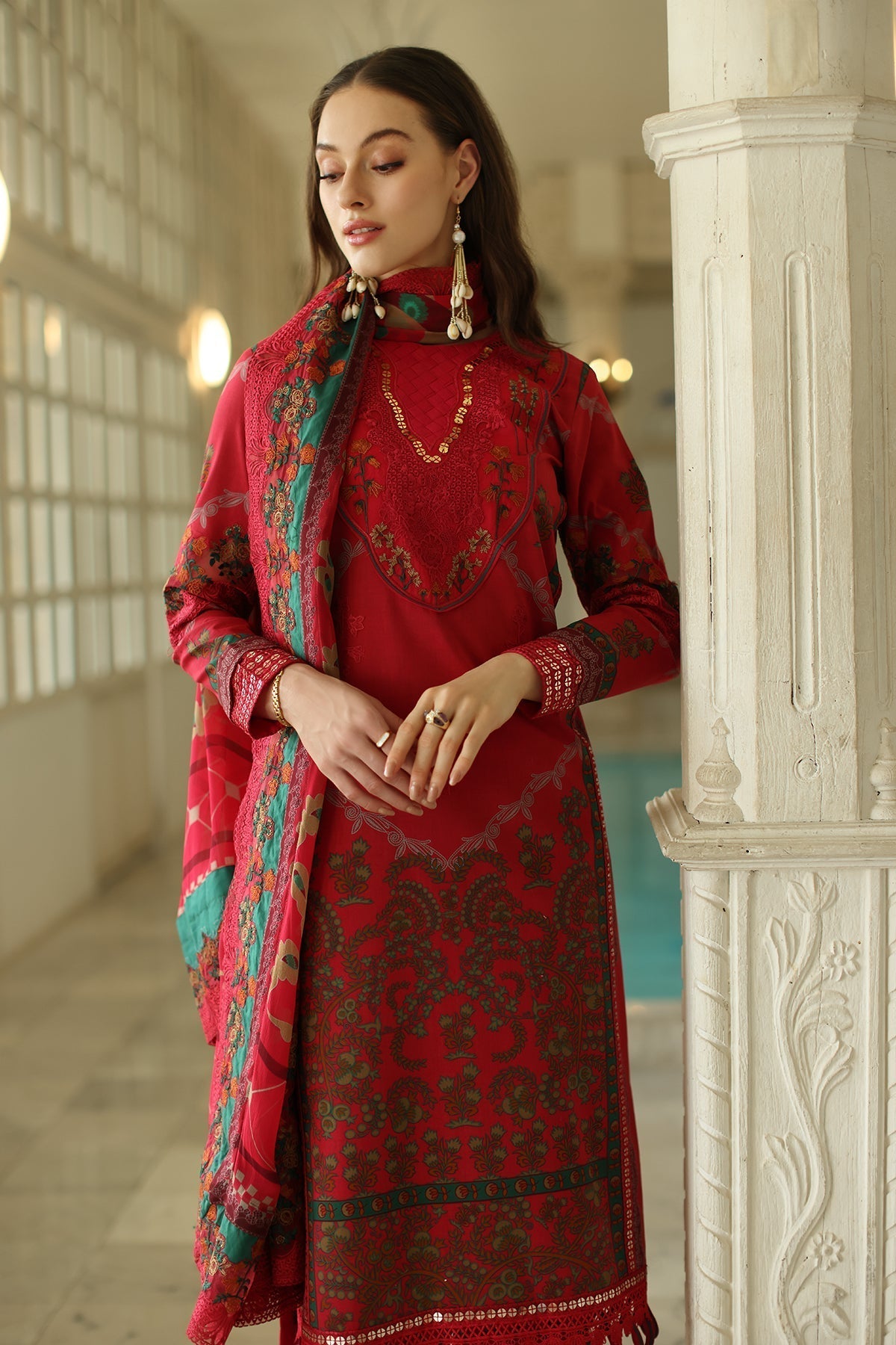 Charizma | Aniq Lawn Collection | AN5-05 M Red Lawn