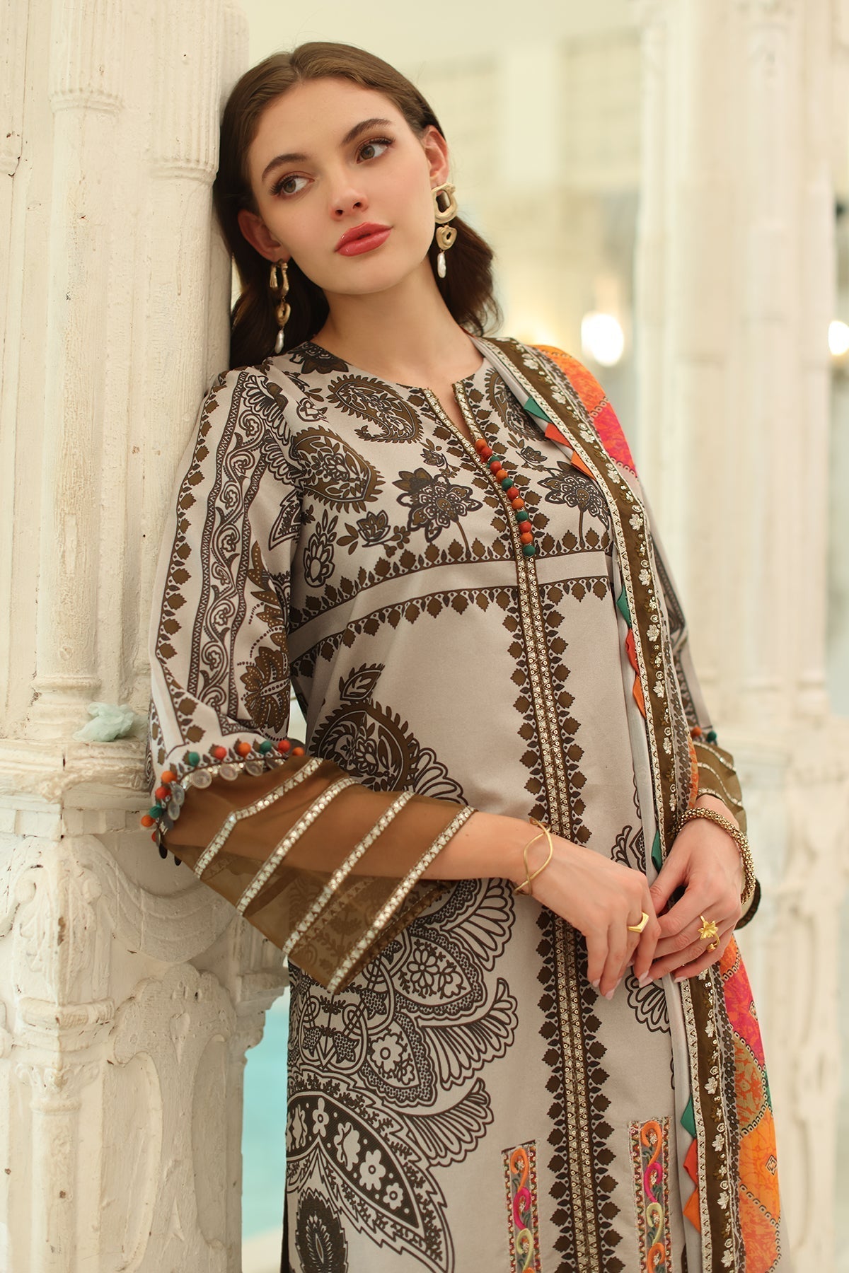 Charizma | Aniq Lawn Collection | AN5-08 L Beige Lawn