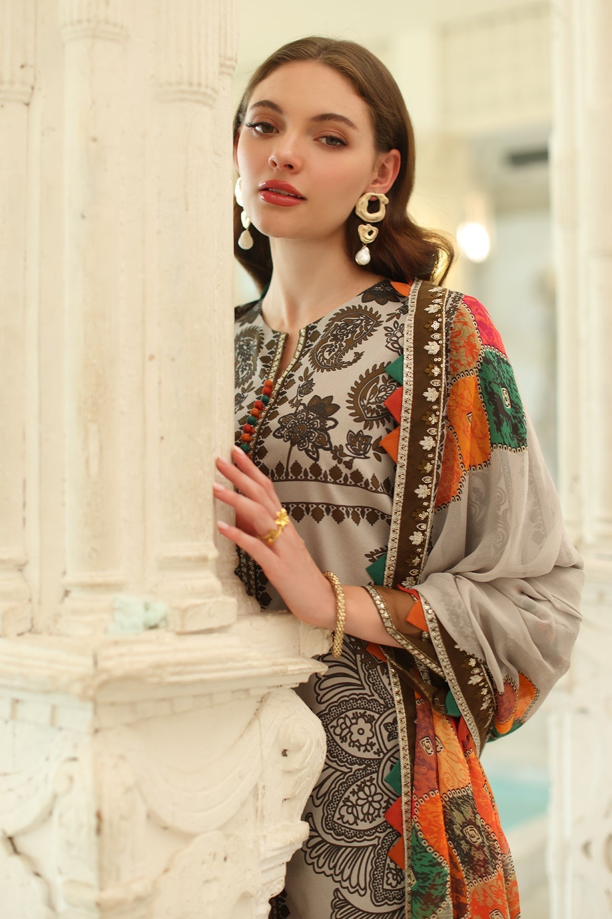 Charizma | Aniq Lawn Collection | AN5-08 M Beige Lawn