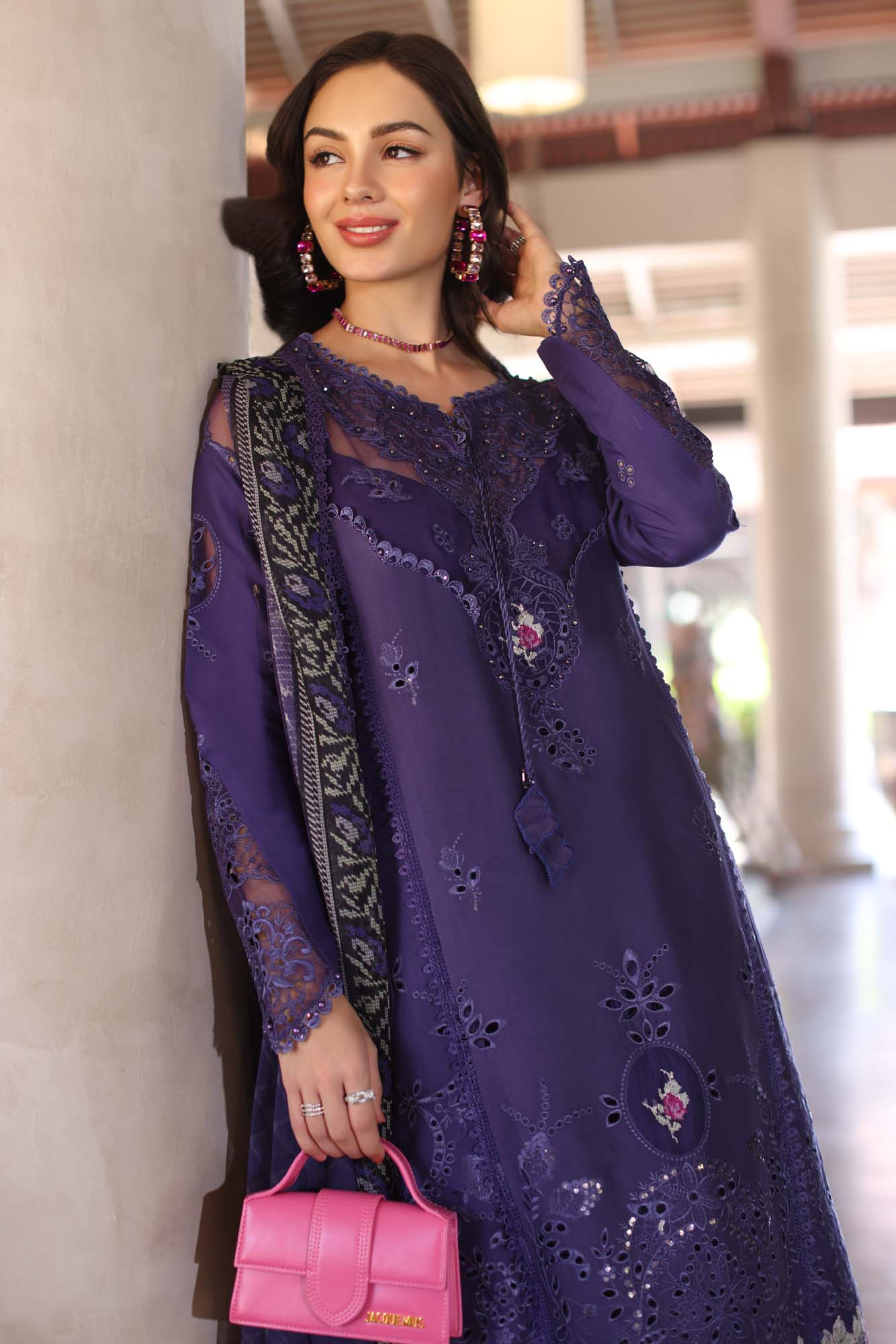 Noor by Saadia Asad | Eid Luxury Laserkari 25 | D4-B L Deep Purple Lawn