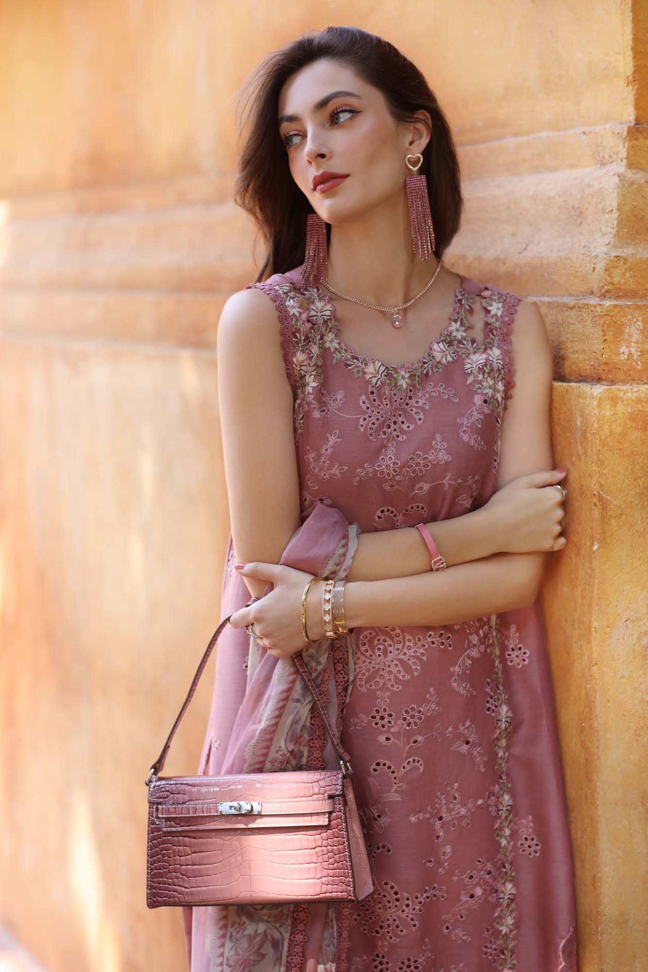 Noor by Saadia Asad | Eid Luxury Laserkari 25 | D10-B M Brownish Pink Lawn
