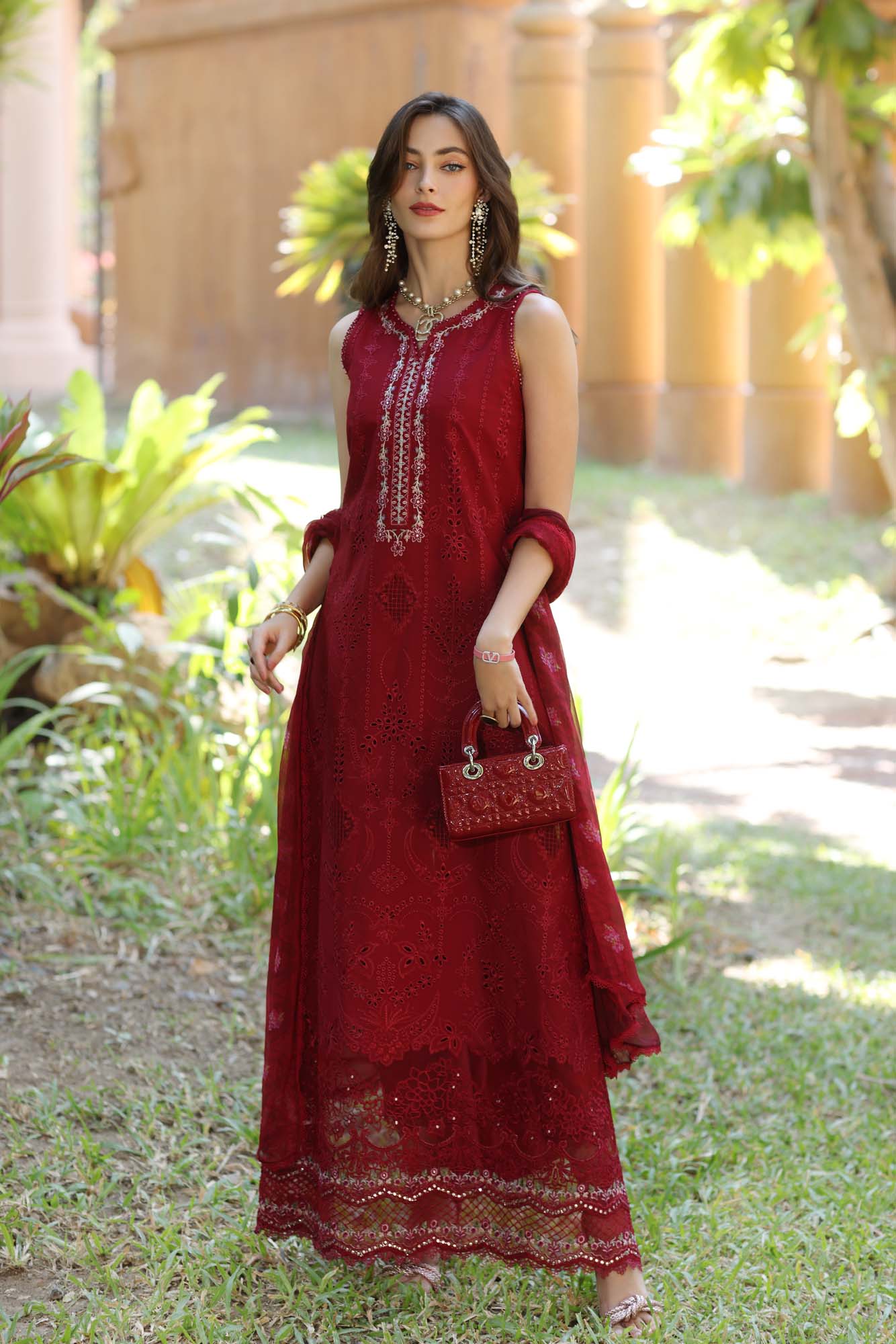 Noor by Saadia Asad | Eid Luxury Laserkari 25 | D7-A XS Red Lawn