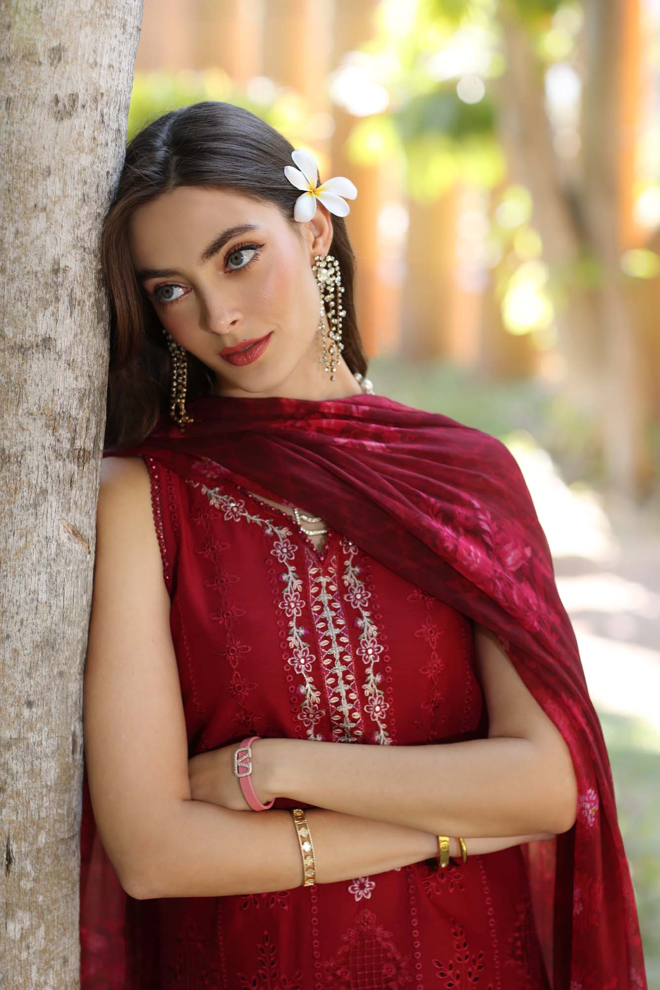 Noor by Saadia Asad | Eid Luxury Laserkari 25 | D7-A M Red Lawn