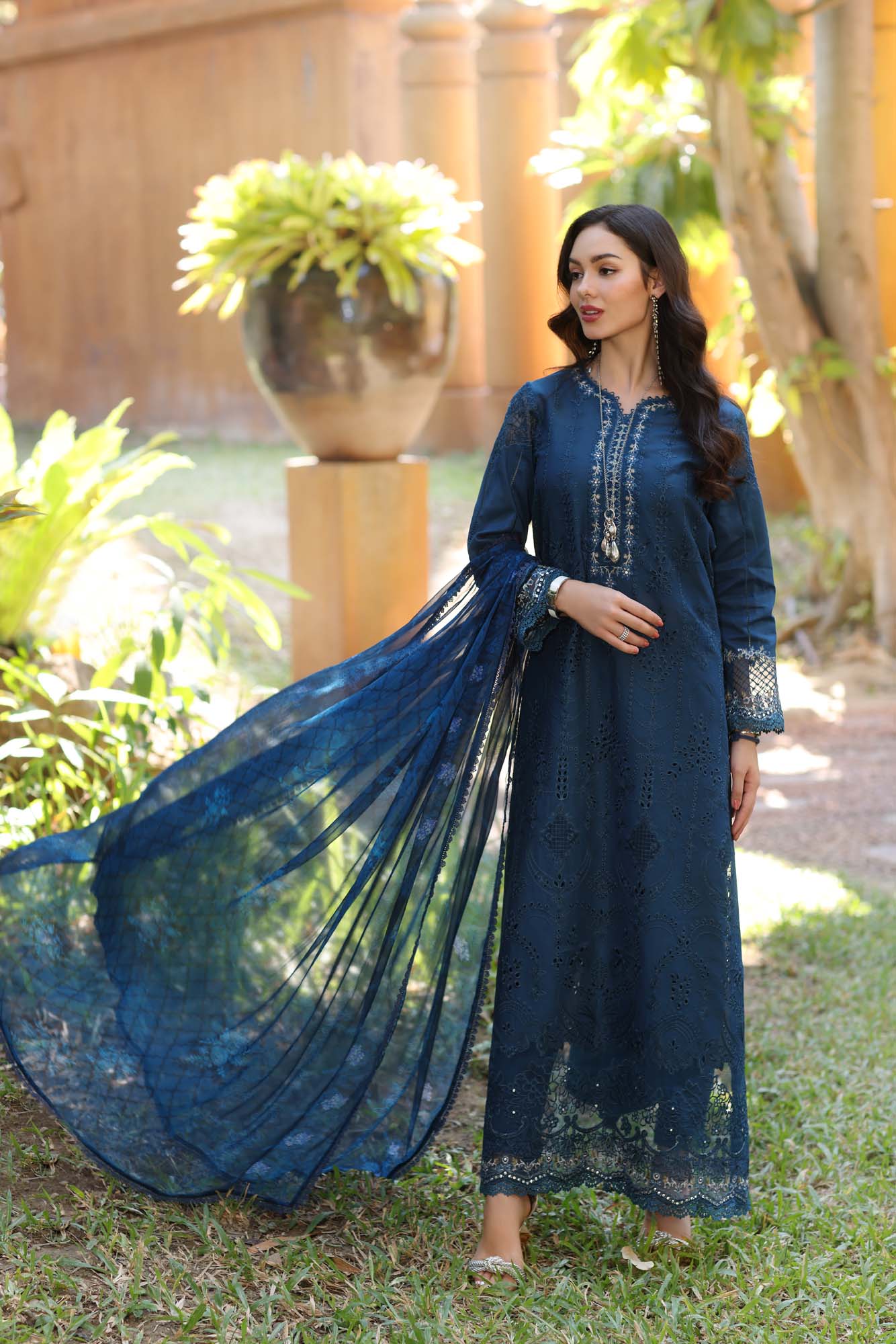 Noor by Saadia Asad | Eid Luxury Laserkari 25 | D7-B S Deep Teal Lawn