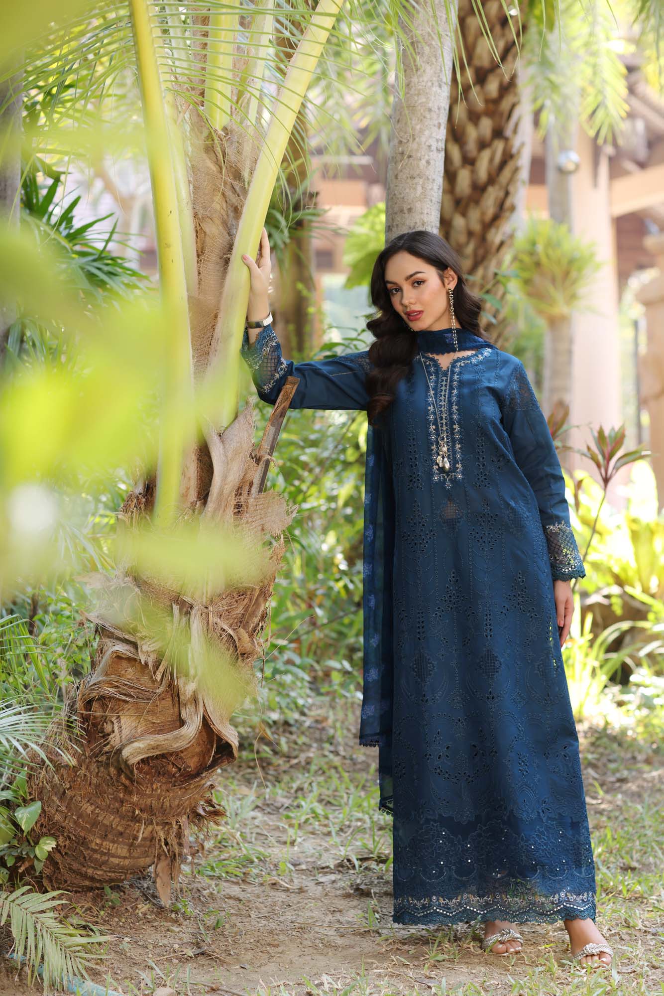 Noor by Saadia Asad | Eid Luxury Laserkari 25 | D7-B L Deep Teal Lawn