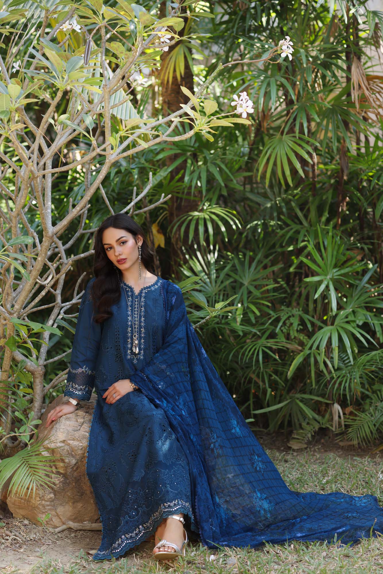 Noor by Saadia Asad | Eid Luxury Laserkari 25 | D7-B M Deep Teal Lawn