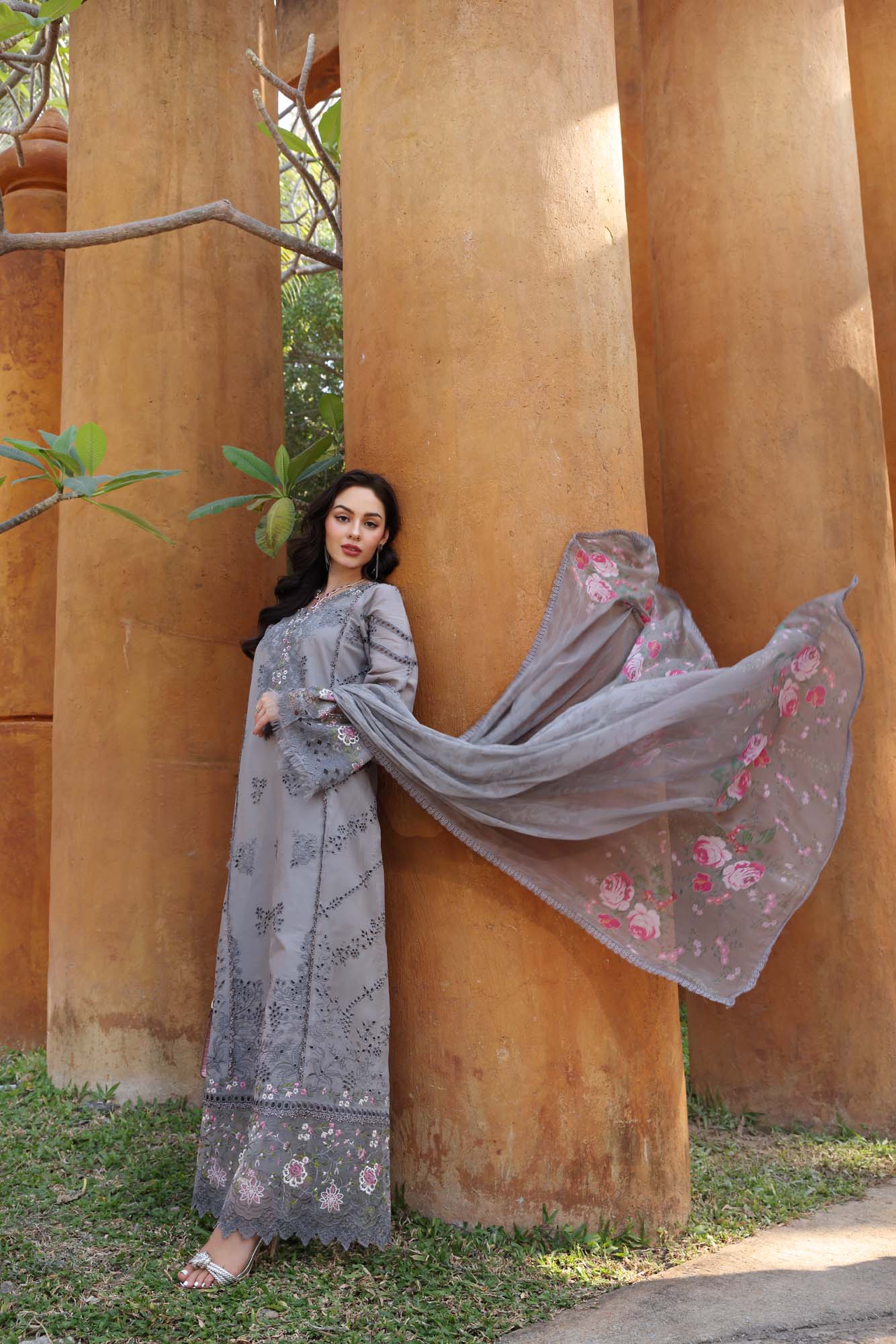 Noor by Saadia Asad | Eid Luxury Laserkari 25 | D2-B L Gray Lawn