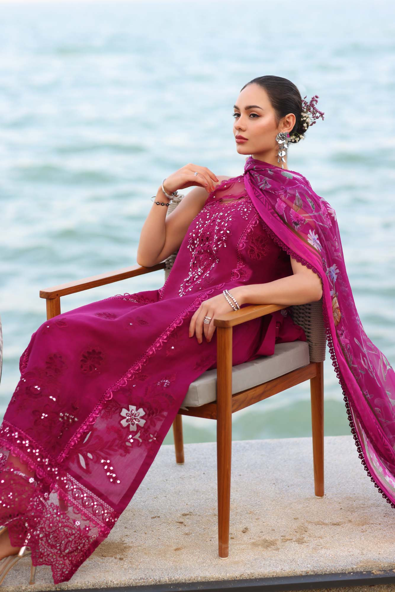 Noor by Saadia Asad | Eid Luxury Laserkari 25 | D9-A S Blood Red Lawn