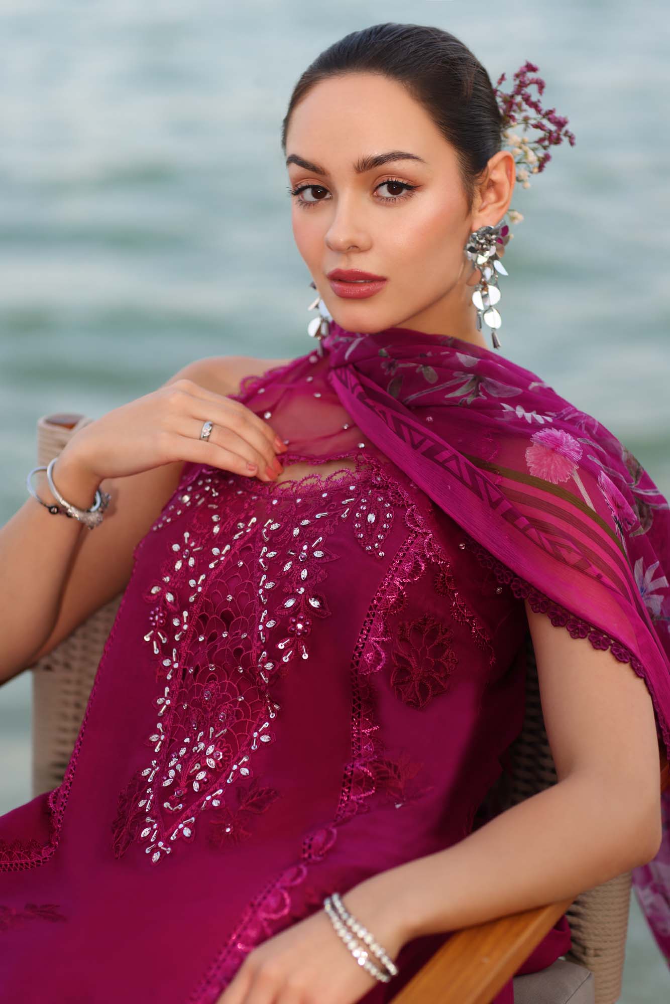 Noor by Saadia Asad | Eid Luxury Laserkari 25 | D9-A M Blood Red Lawn