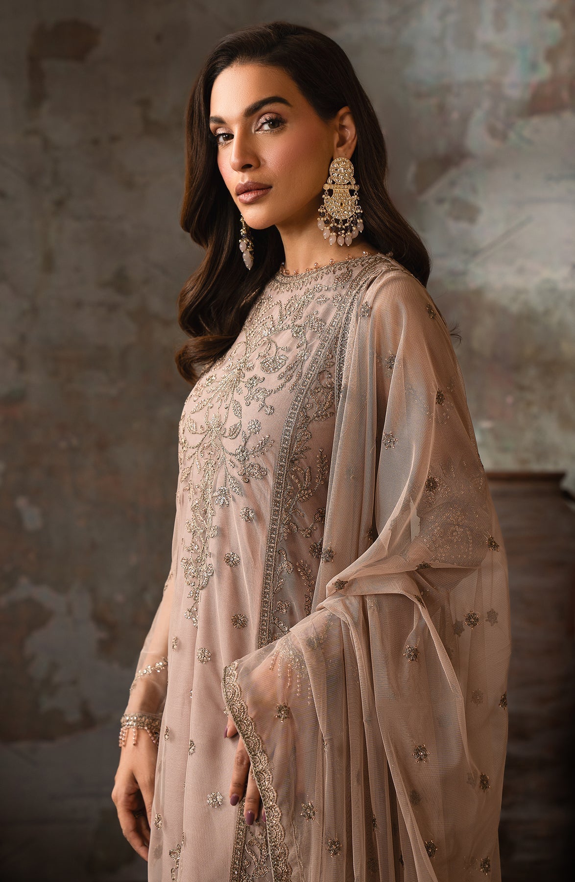 Zarif | Emirah Formals | ZEF 04 AURORA M Beige Net