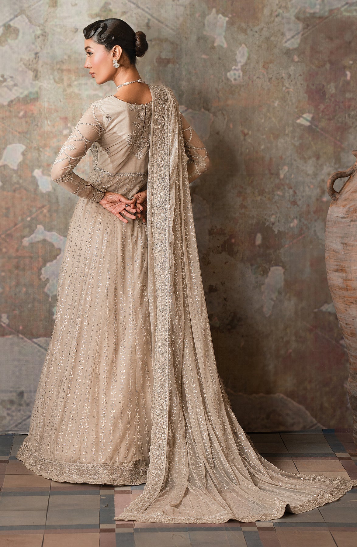Zarif | Emirah Formals | ZEF 02 BREEZE M Beige Net