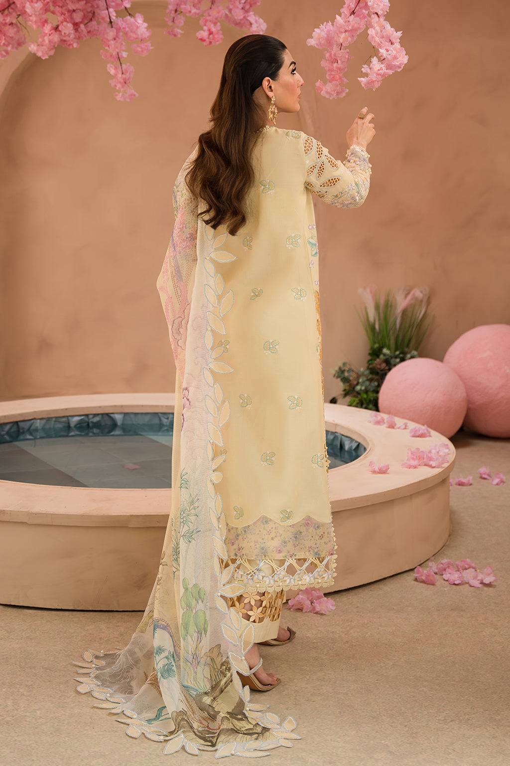 Afrozeh | The Pinted Grden Lawn 24 | Sweet Saffron - Pakistani Designer Dress - by Afrozeh | Type: Luxury - 100% Original at Saira Sultan