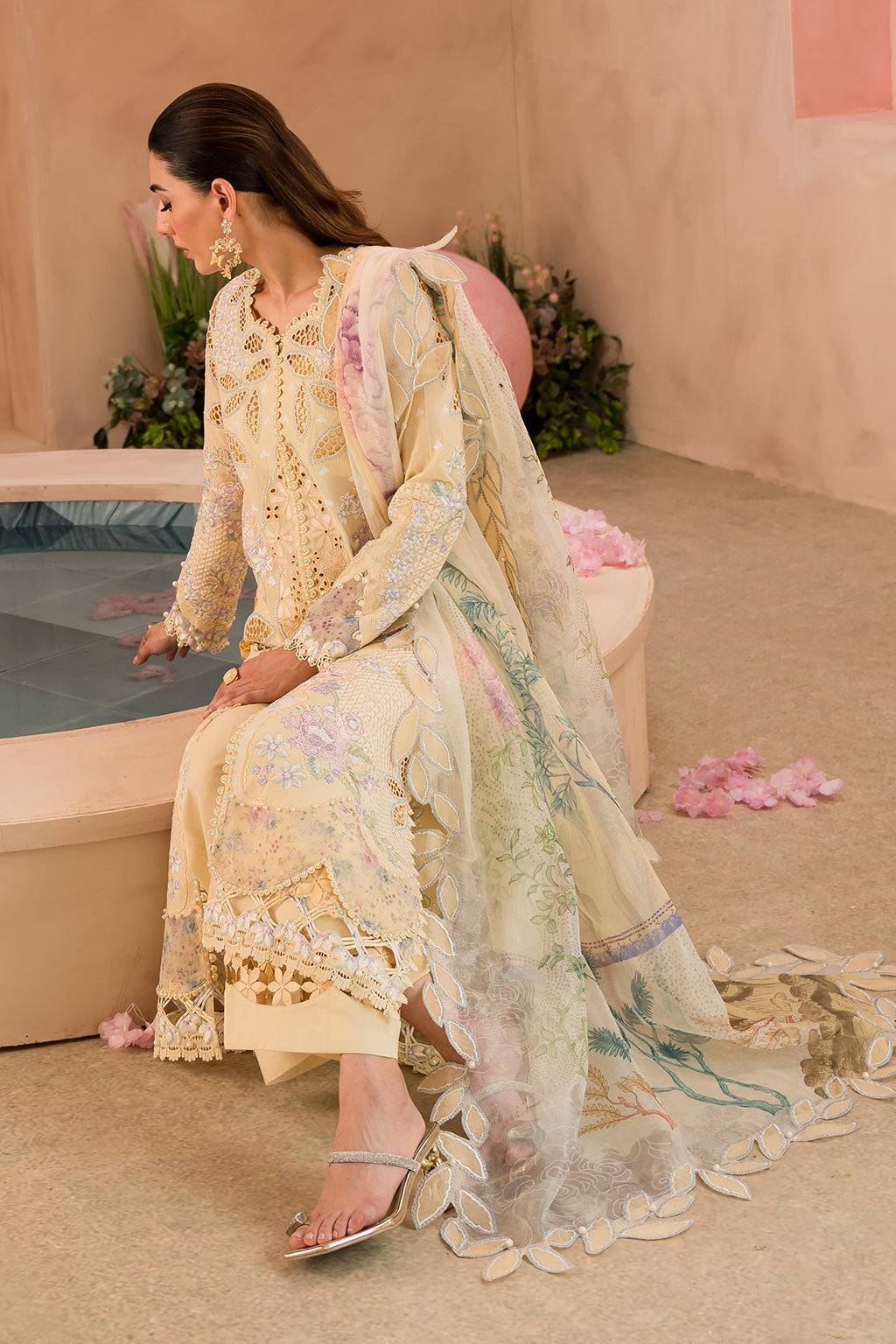 Afrozeh | The Pinted Grden Lawn 24 | Sweet Saffron - Pakistani Designer Dress - by Afrozeh | Type: Luxury - 100% Original at Saira Sultan