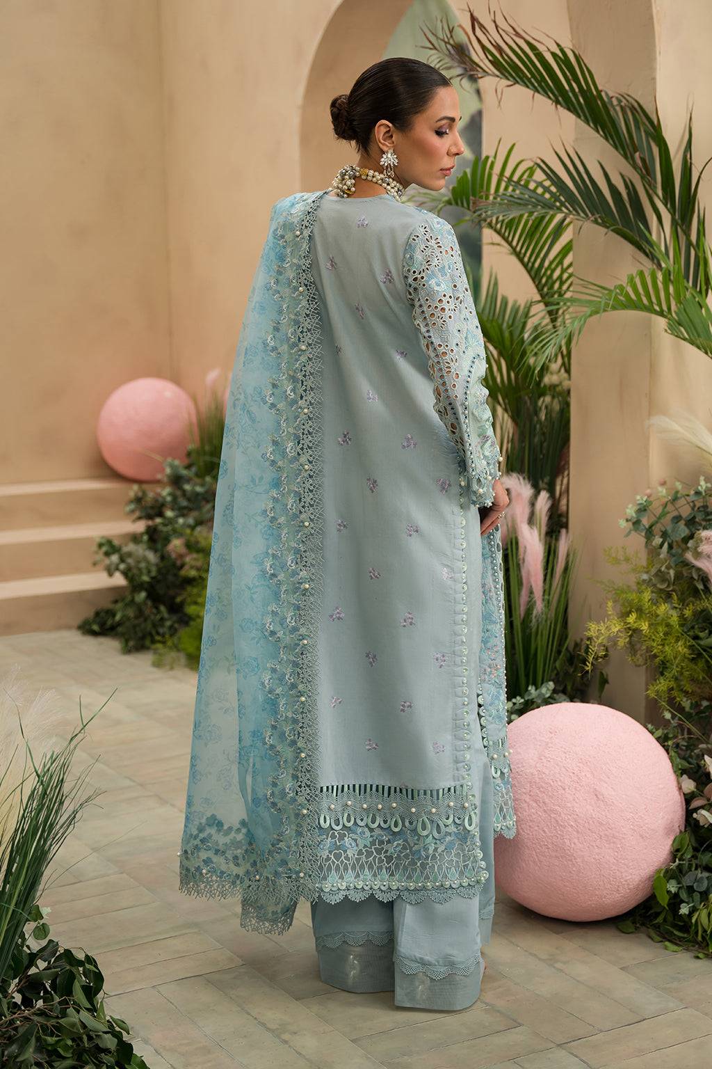 Afrozeh | The Pinted Grden Lawn 24 | Serene Sapphire - Pakistani Designer Dress - by Afrozeh | Type: Luxury - 100% Original at Saira Sultan