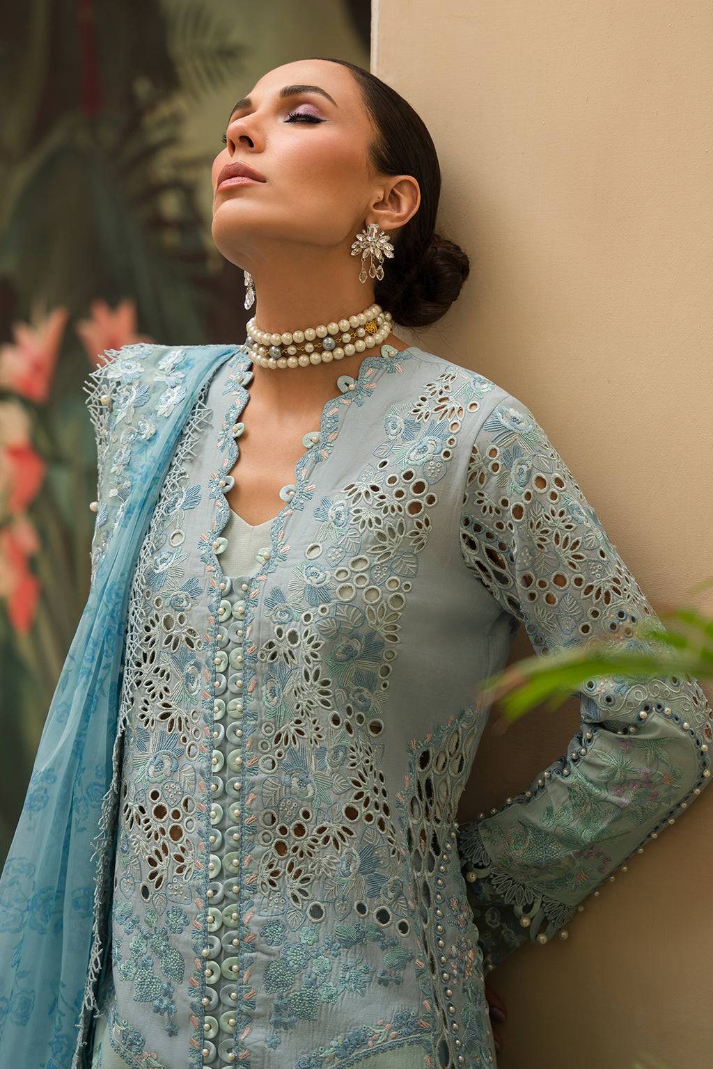 Afrozeh | The Pinted Grden Lawn 24 | Serene Sapphire - Pakistani Designer Dress - by Afrozeh | Type: Luxury - 100% Original at Saira Sultan