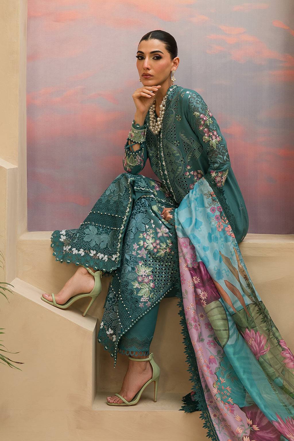 Afrozeh | The Pinted Grden Lawn 24 | Stellar Sage - Pakistani Designer Dress - by Afrozeh | Type: Luxury - 100% Original at Saira Sultan