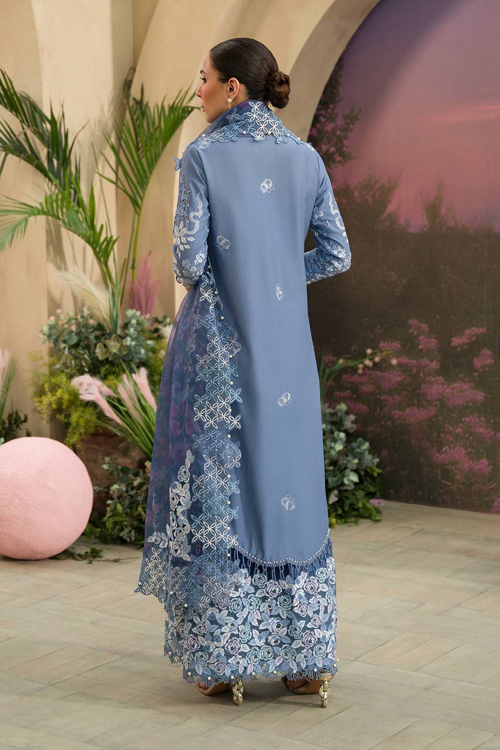 Afrozeh | The Pinted Grden Lawn 24 | Indigo Ink - Pakistani Designer Dress - by Afrozeh | Type: Luxury - 100% Original at Saira Sultan