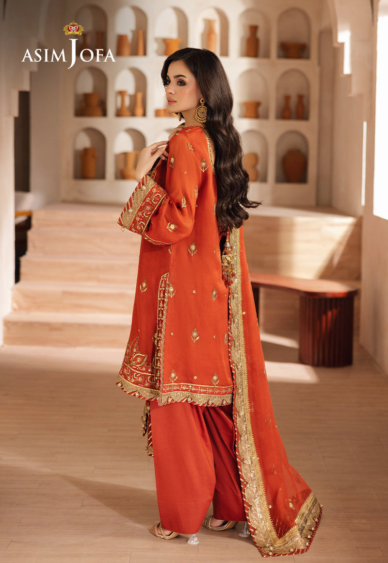 Asim Jofa | Heeriye Formals | AJHE-10 S Rust Chiffon