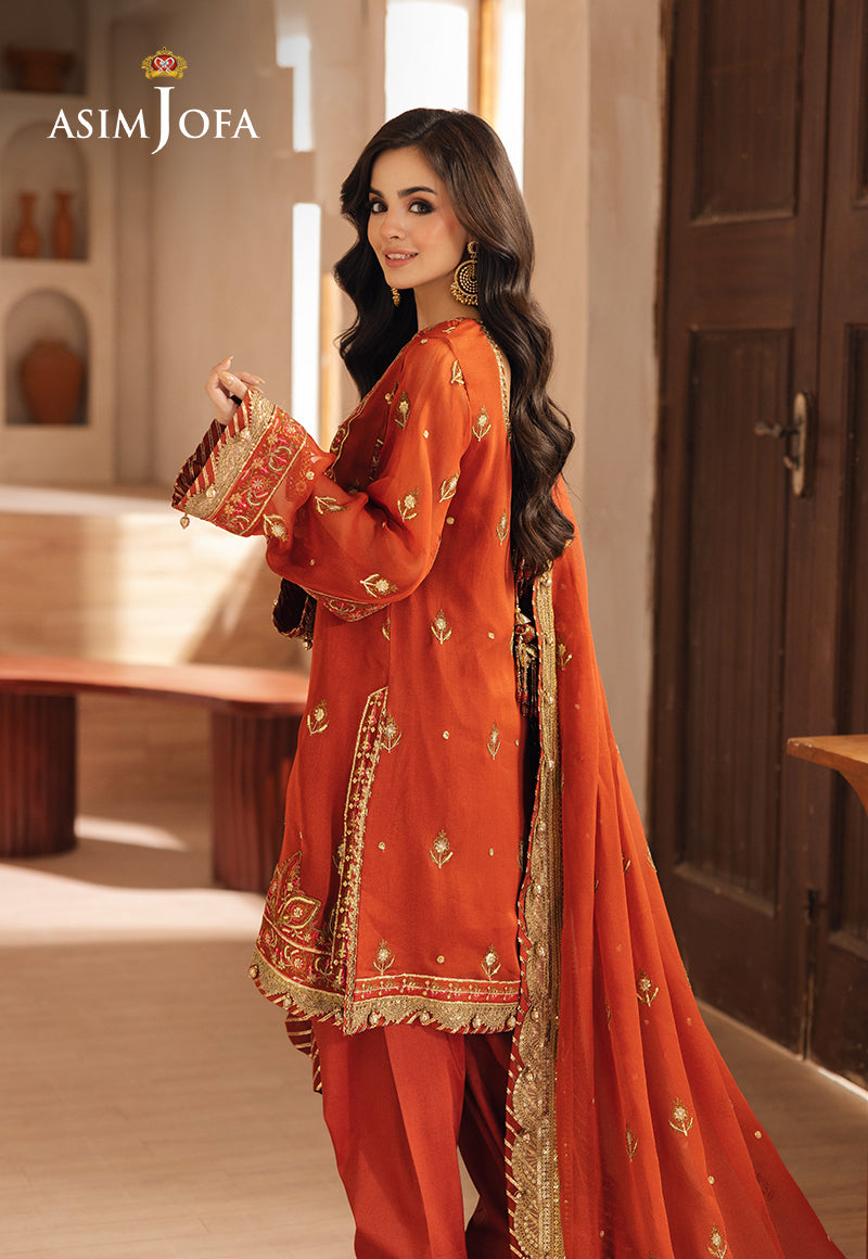 Asim Jofa | Heeriye Formals | AJHE-10 Custom Size Rust Chiffon