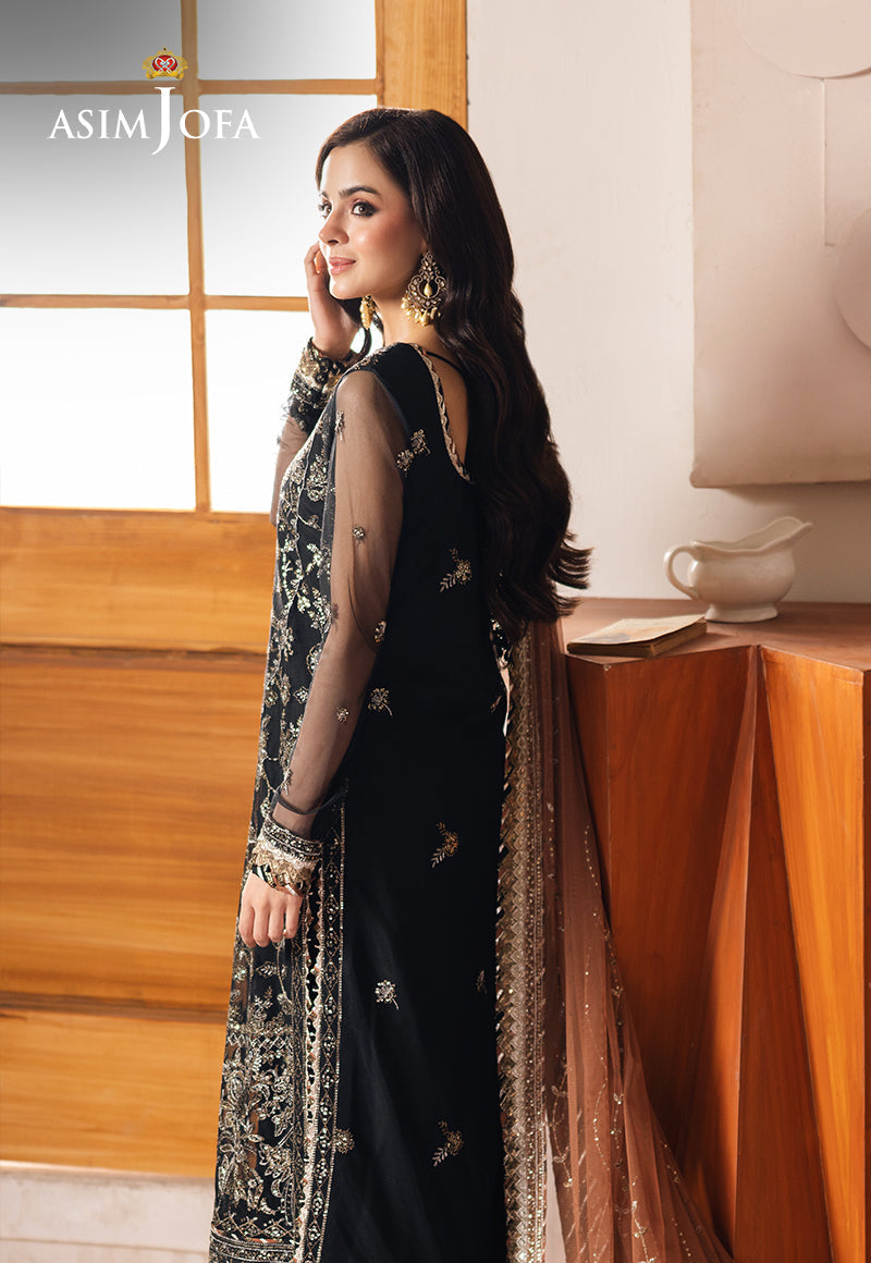 Asim Jofa | Heeriye Formals | AJHE-05 S Black Net