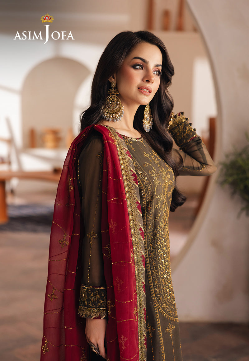 Asim Jofa | Heeriye Formals | AJHE-06 Custom Size Brown Chiffon