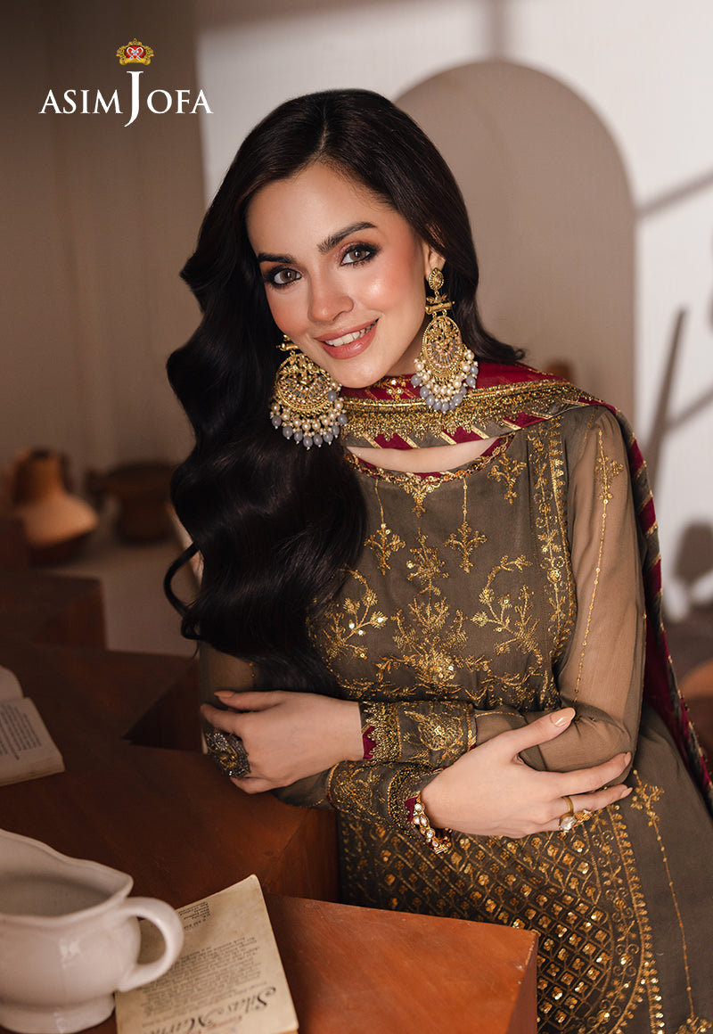 Asim Jofa | Heeriye Formals | AJHE-06 L Brown Chiffon