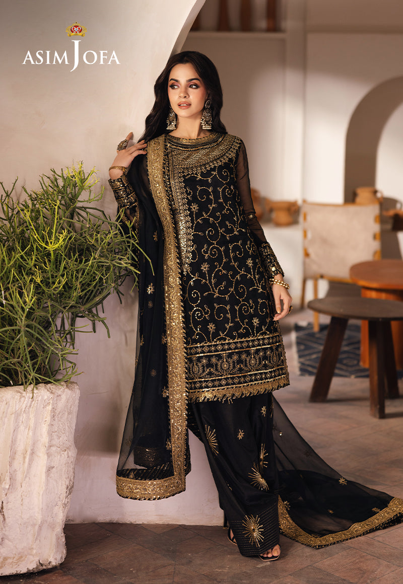 Asim Jofa | Heeriye Formals | AJHE-04 Custom Size Black Organza