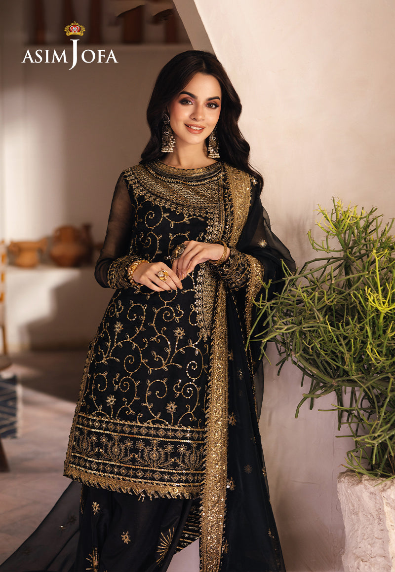 Asim Jofa | Heeriye Formals | AJHE-04 XL Black Organza