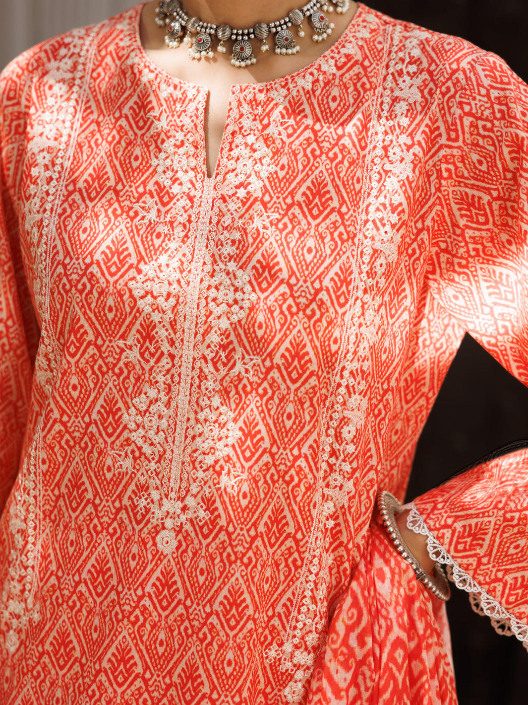 Almirah | Traditional Tale | ALP-3PS-2129 M Pinkish Orange Lawn