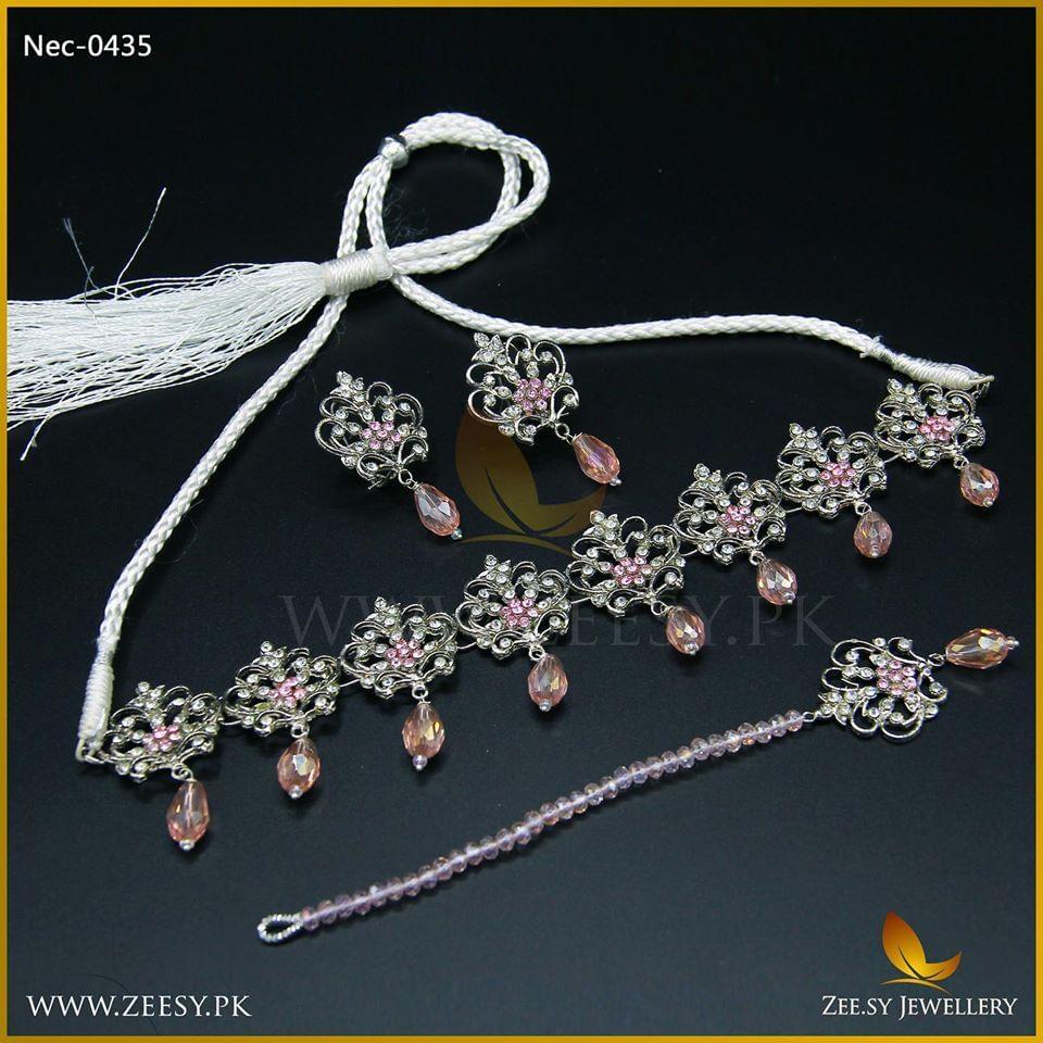 Ayeza Khan Necklace-0435 Silver Pink