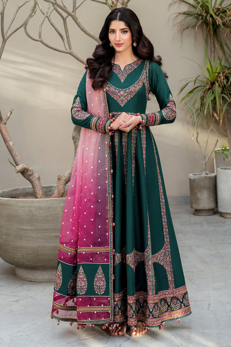 Jazmin | Shahkaar Luxury Lawn 25 | SL25-D1 XS Bottle Green Lawn