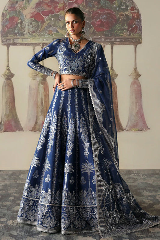 Afrozeh | Divani Silk Edit 25 | Nazli XS Cobalt Blue Raw Silk