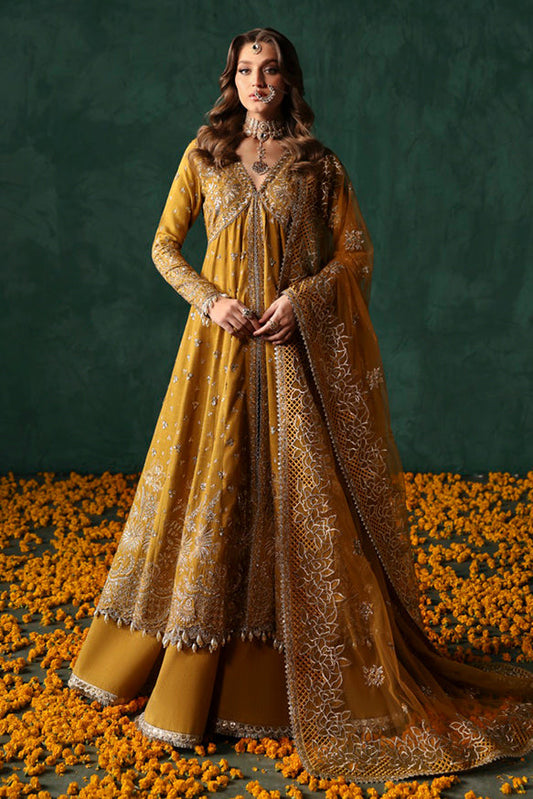 Afrozeh | Divani Silk Edit 25 | Jahanbano XS Mustard Raw Silk