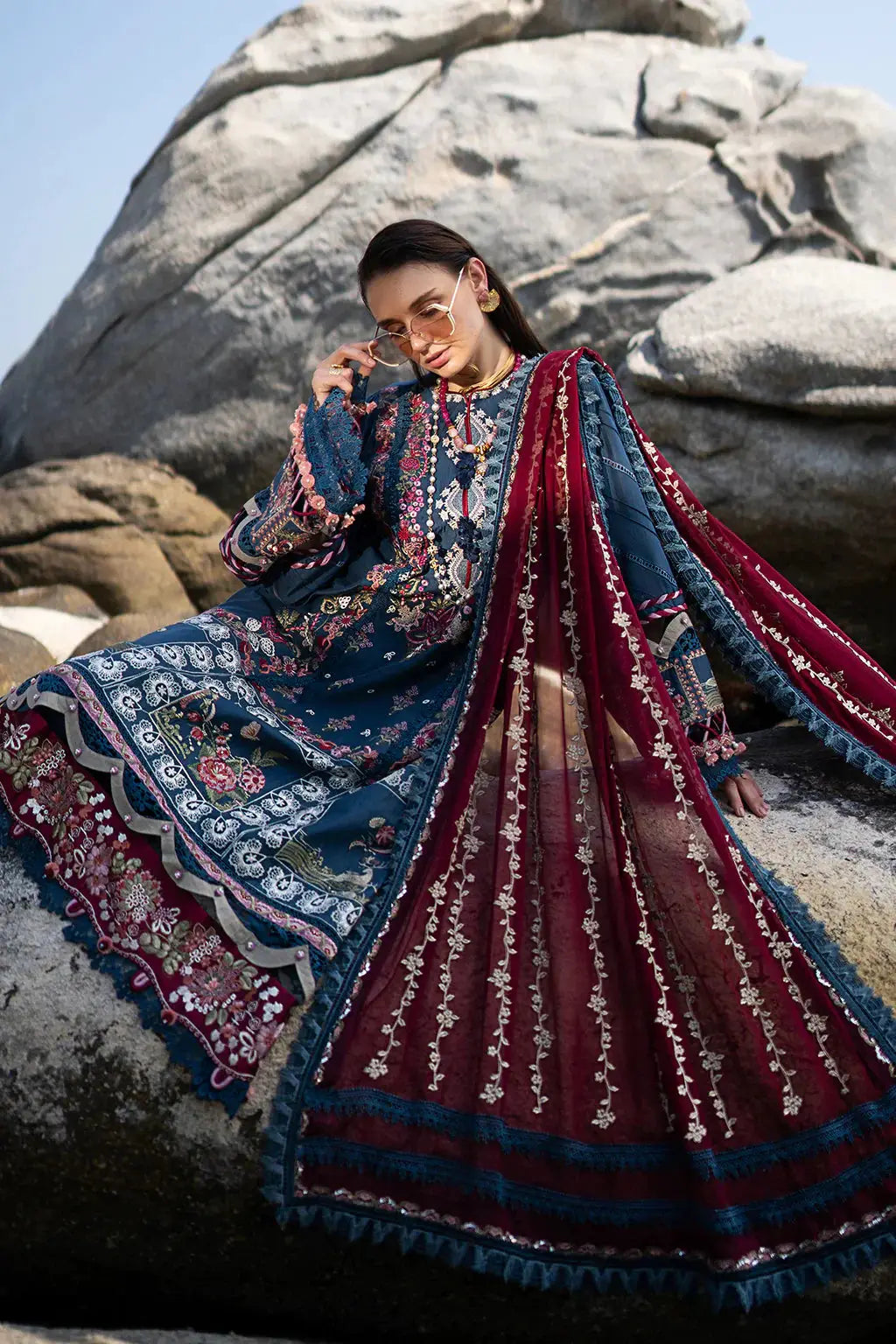 AJR Couture | Alif Signature Luxury Lawn 24 | Ayra - Pakistani Designer Dress - by AJR Couture | Type: Luxury - 100% Original at Saira Sultan