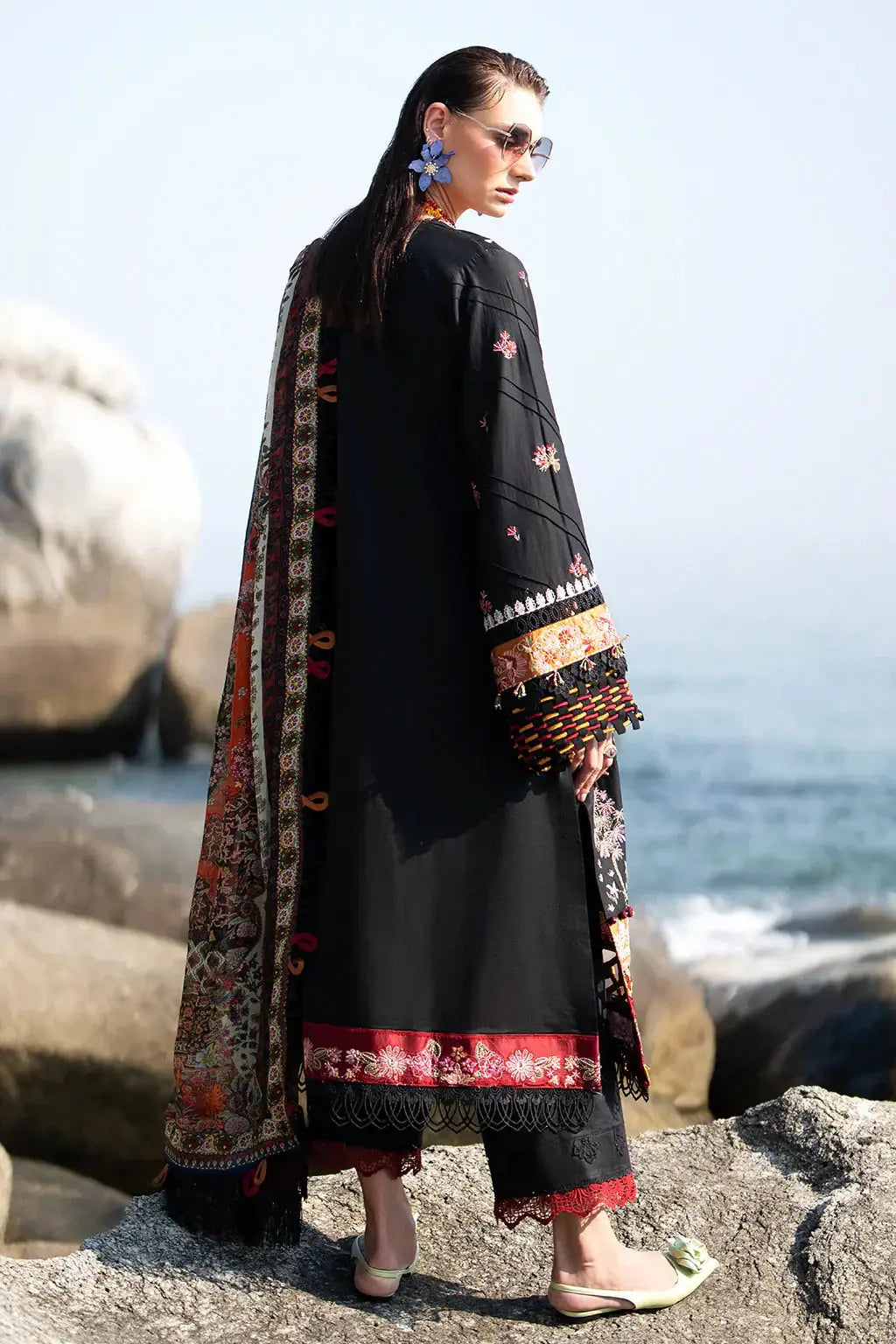 AJR Couture | Alif Signature Luxury Lawn 24 | Noir - Pakistani Designer Dress - by AJR Couture | Type: Luxury - 100% Original at Saira Sultan