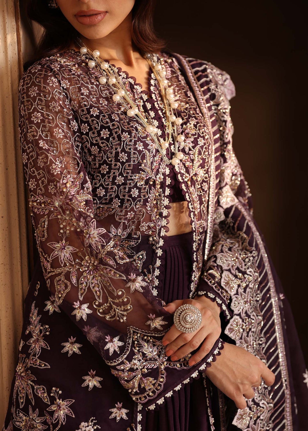 Akbar Aslam | Deewani Wedding Formals | Elowen L Deep Purple Organza