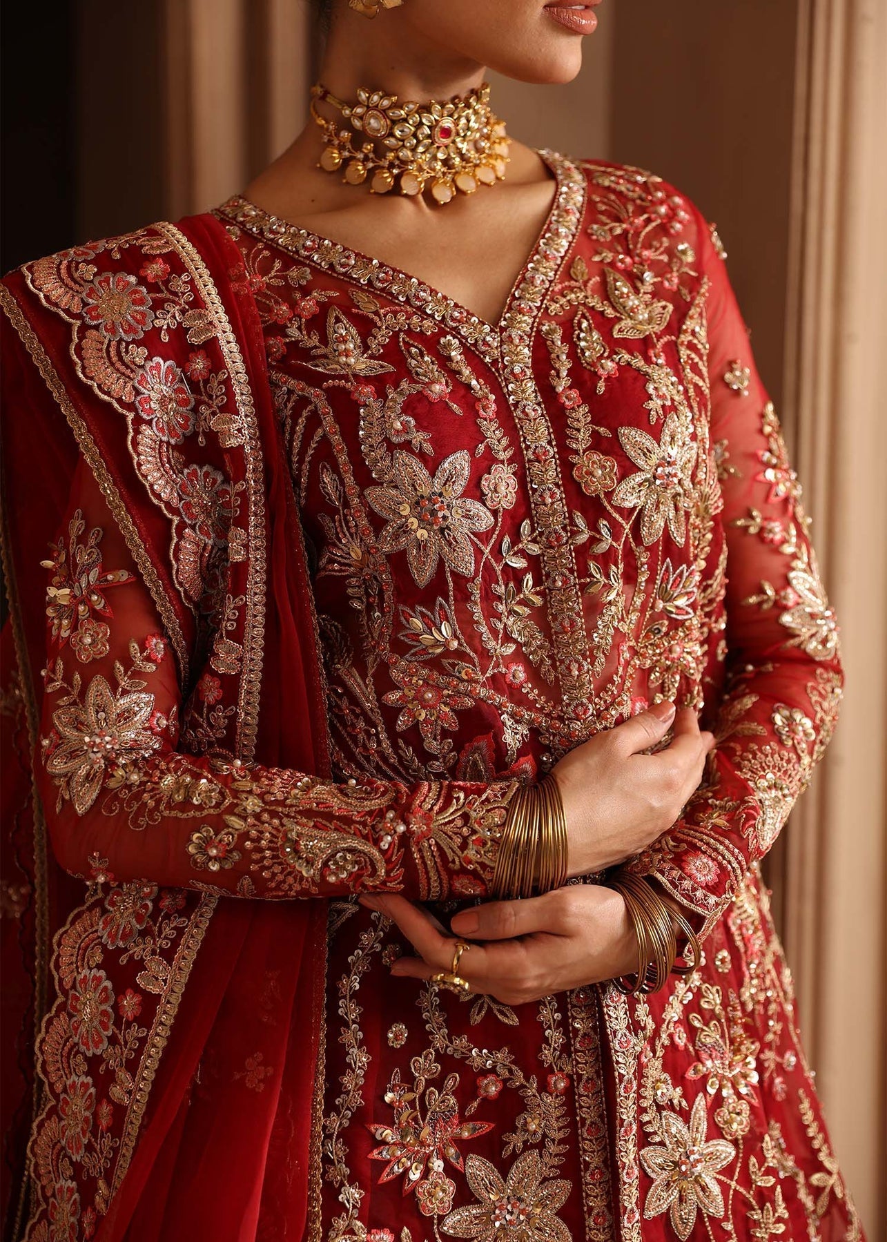 Akbar Aslam | Deewani Wedding Formals | Solene L Red Organza