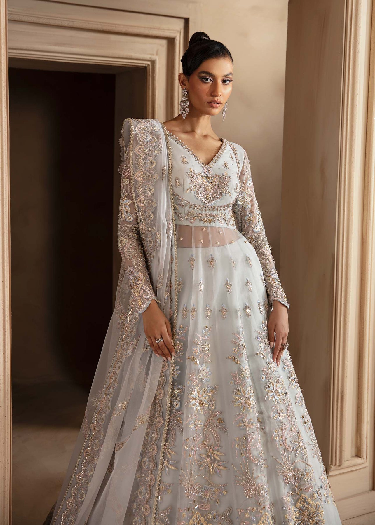 Akbar Aslam | Deewani Wedding Formals | Ophelia L Ice Blue Organza