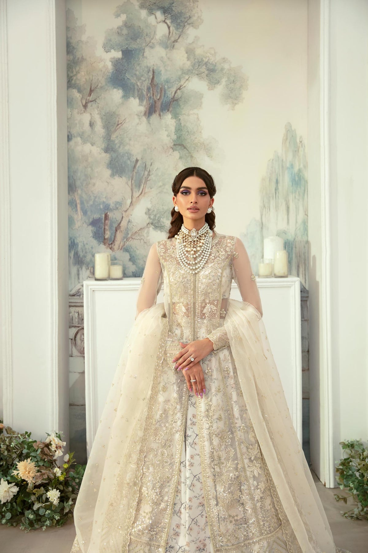 Akbar Aslam | Velora Formal Pret | Elysian S Ivory Organza