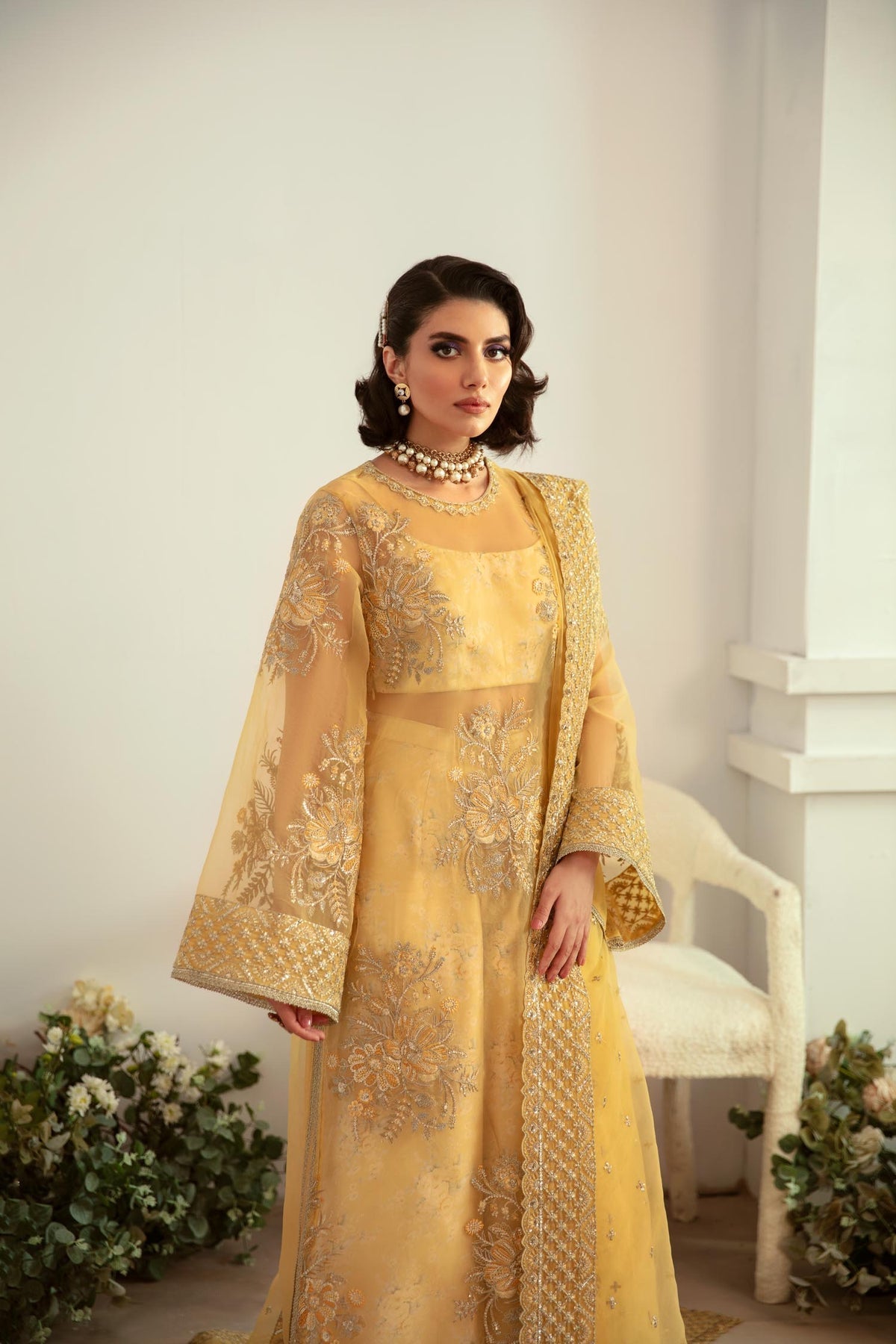 Akbar Aslam | Velora Formal Pret | Fawn L Golden Organza