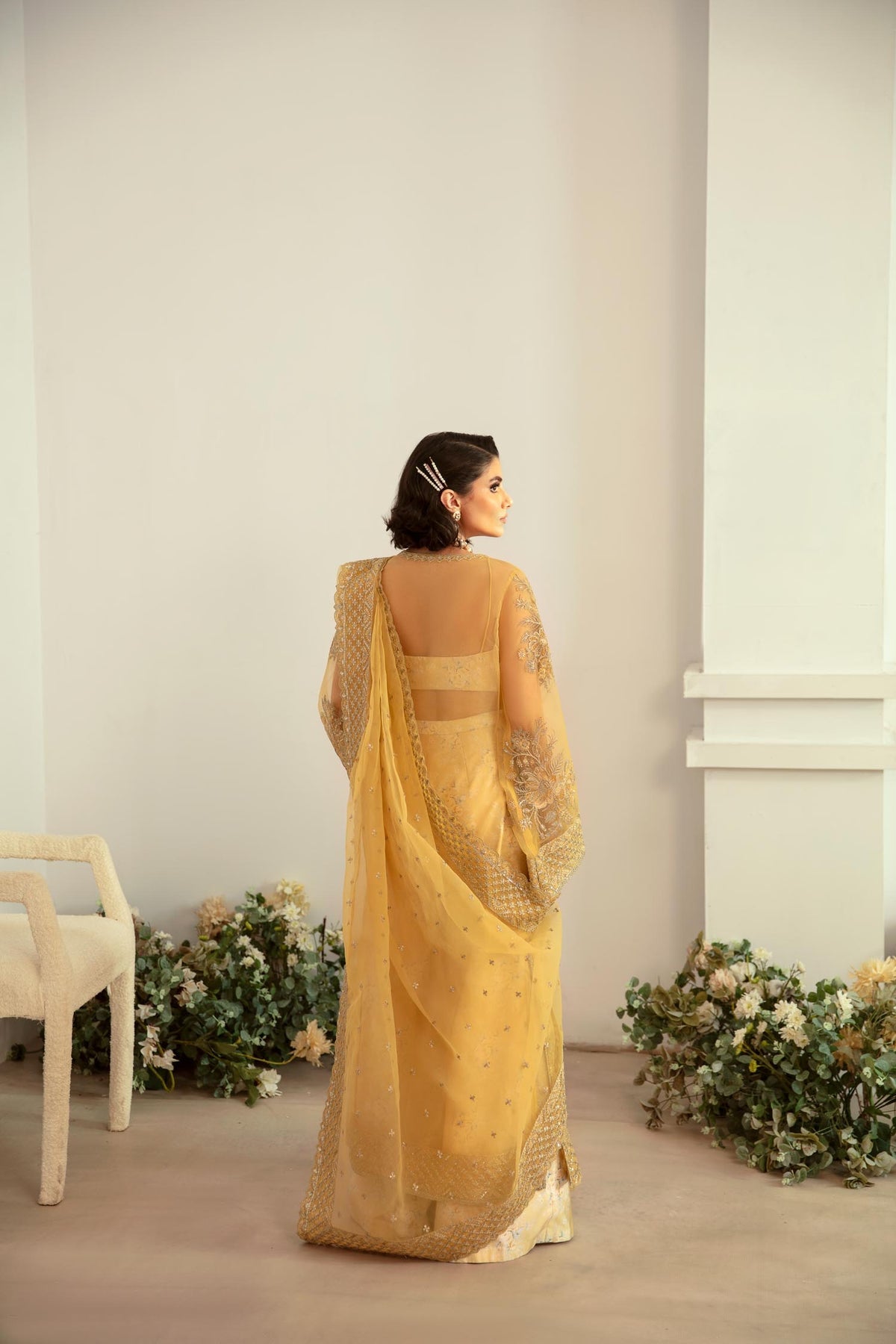 Akbar Aslam | Velora Formal Pret | Fawn S Golden Organza