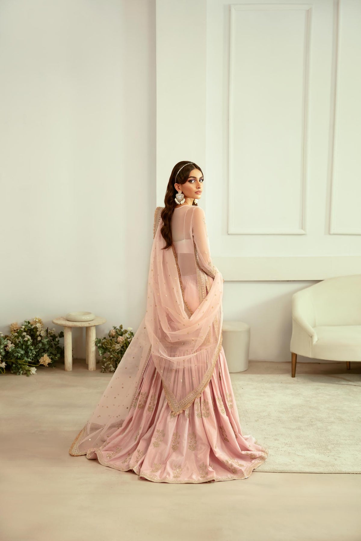 Akbar Aslam | Velora Formal Pret | Rosette S Pink Organza